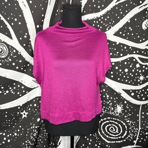 Anthropologie Fuchsia Short Sleeve Knit Top